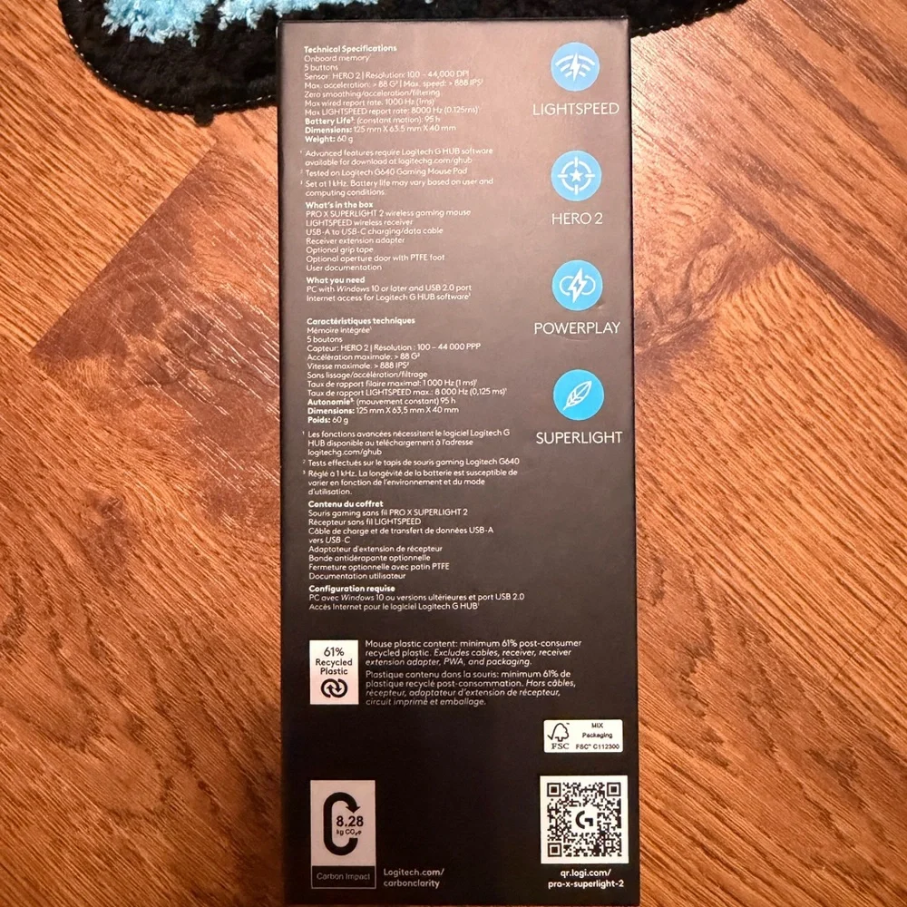 Logitech Pro X superlight 2 (black color) Black Retail Sealed Box